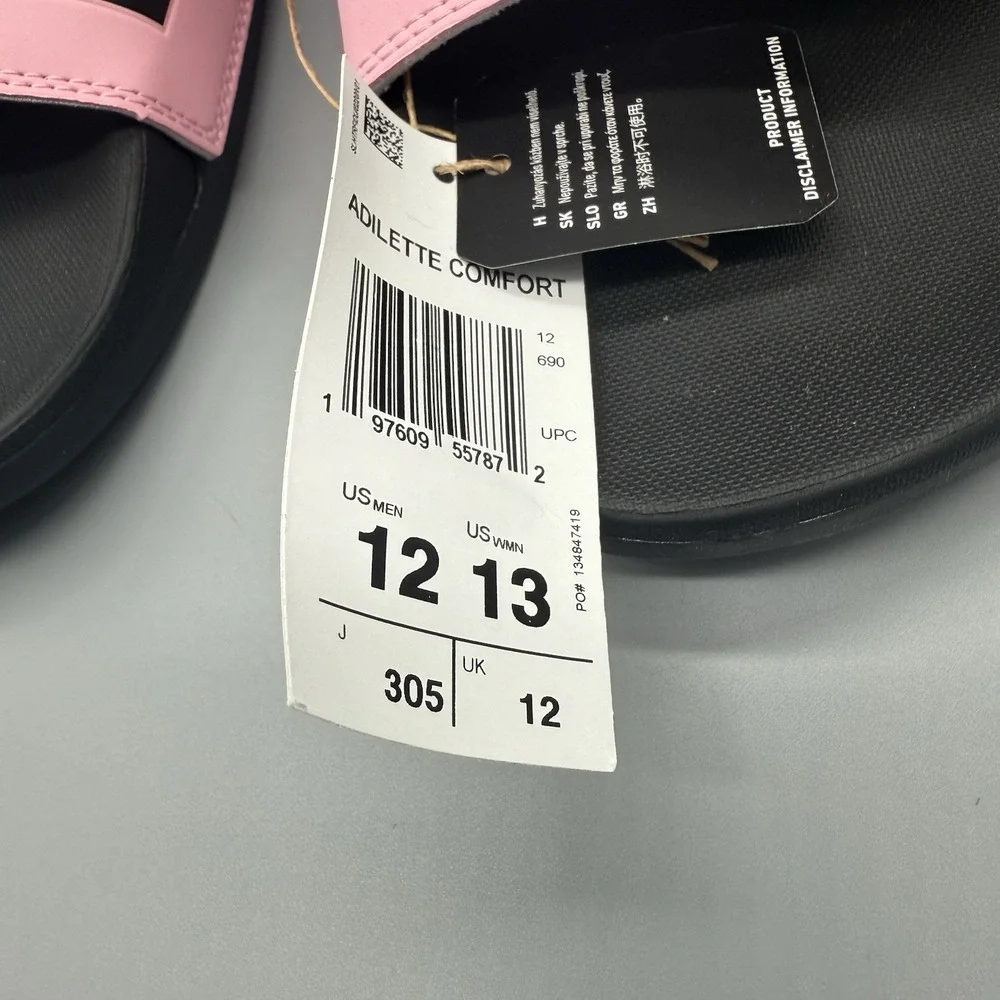 Adidas Adilette Comfort Slides Pink/Black –‎ Men's 12 / Women's 13 JH6606 NIB